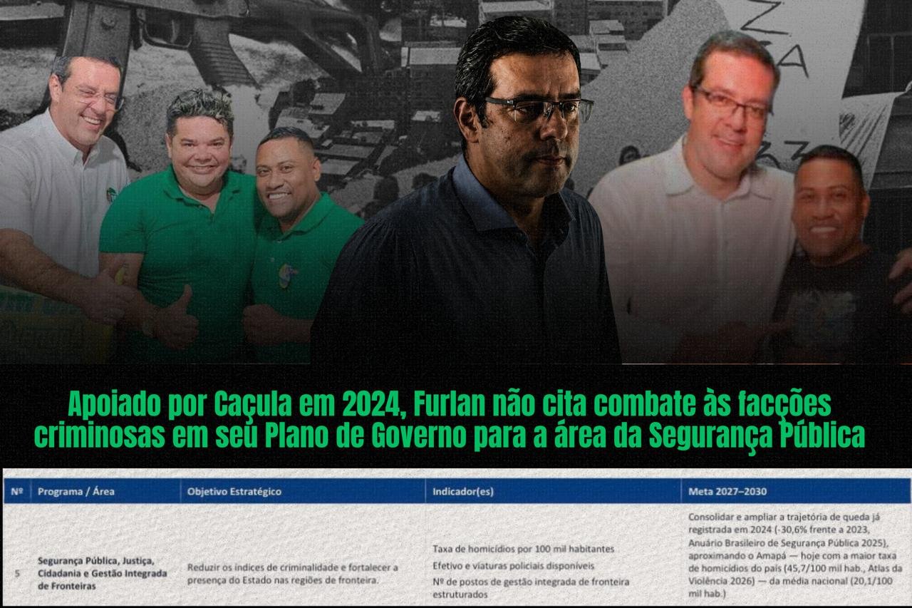 Apoiado por Caçula em 2024, Furlan não cita combate às facções criminosas em seu Plano de Governo registrado no TRE e apresenta propostas genéricas para Segurança Pública